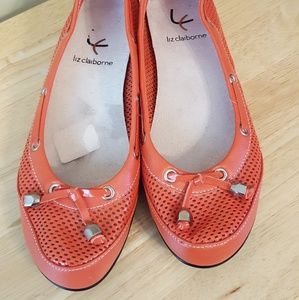 Liz Claiborne orange mesh loafers 6M